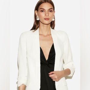 Ruched Sleeve Boyfriend Blazer, Size Medium
